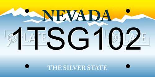 1TSG102 Nevada License Plate