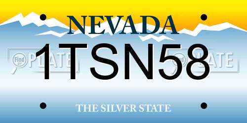1TSN58 Nevada License Plate