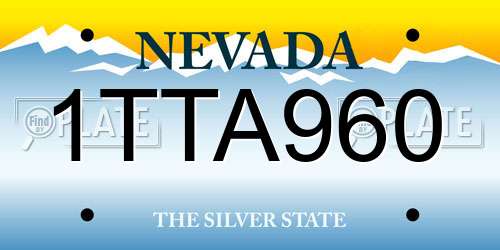 1TTA960 Nevada License Plate