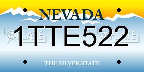 1TTE522 Nevada License Plate