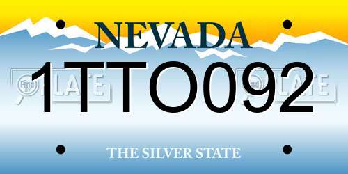 1TTO092 Nevada License Plate