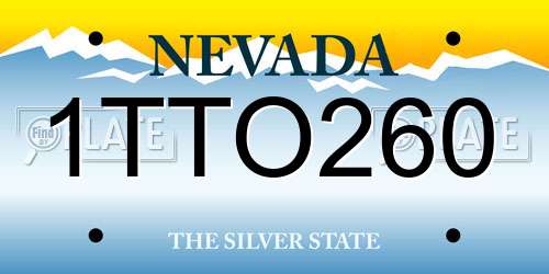 1TTO260 Nevada License Plate