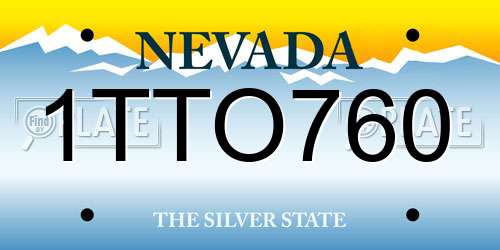 1TTO760 Nevada License Plate