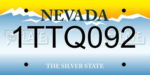1TTQ092 Nevada License Plate