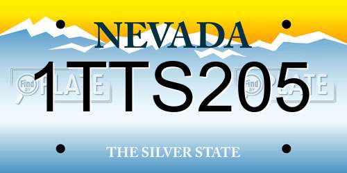 1TTS205 Nevada License Plate