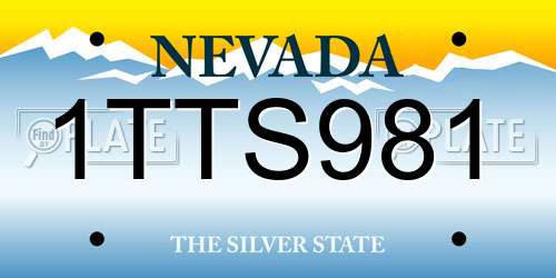 1TTS981 Nevada License Plate