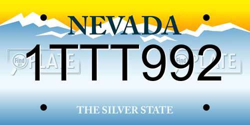 1TTT992 Nevada License Plate