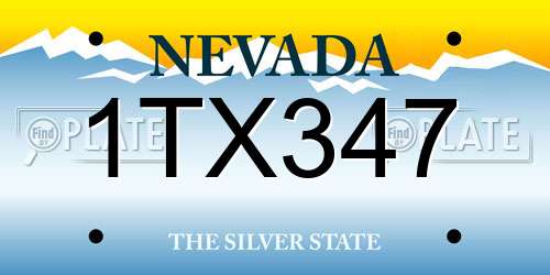 1TX347 Nevada License Plate