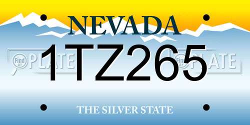 1TZ265 Nevada License Plate