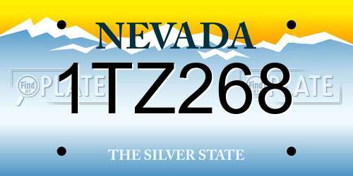 1TZ268 Nevada License Plate