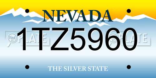 1TZ5960 Nevada License Plate