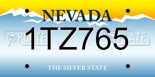 1TZ765 Nevada License Plate
