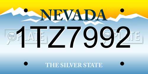 1TZ7992 Nevada License Plate
