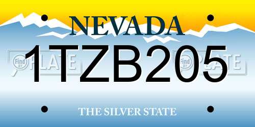 1TZB205 Nevada License Plate