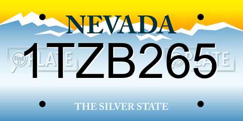 1TZB265 Nevada License Plate