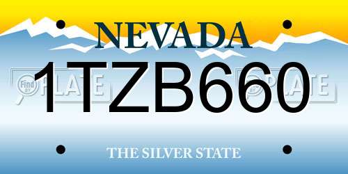 1TZB660 Nevada License Plate