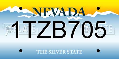 1TZB705 Nevada License Plate