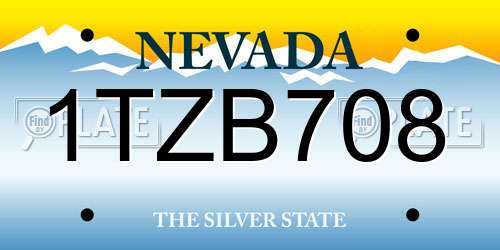 1TZB708 Nevada License Plate