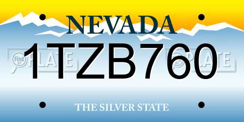 1TZB760 Nevada License Plate
