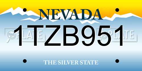 1TZB951 Nevada License Plate