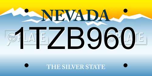 1TZB960 Nevada License Plate