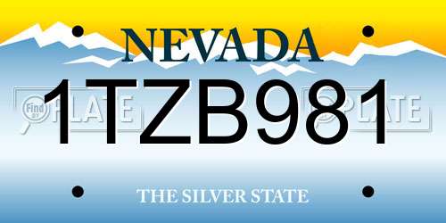 1TZB981 Nevada License Plate