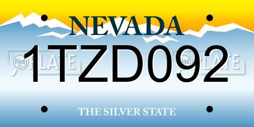 1TZD092 Nevada License Plate