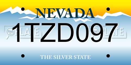 1TZD097 Nevada License Plate