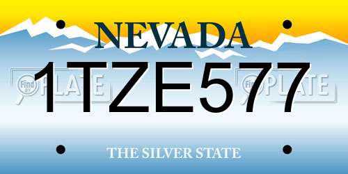 1TZE577 Nevada License Plate