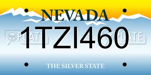 1TZI460 Nevada License Plate