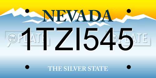 1TZI545 Nevada License Plate