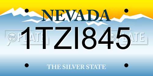 1TZI845 Nevada License Plate