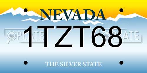 1TZT68 Nevada License Plate