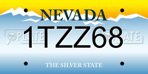 1TZZ68 Nevada License Plate