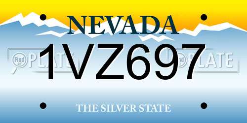 1VZ697 Nevada License Plate