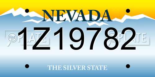 1Z19782 Nevada License Plate