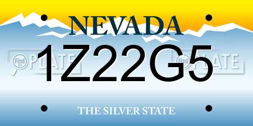 1Z22G5 Nevada License Plate