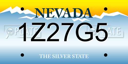 1Z27G5 Nevada License Plate
