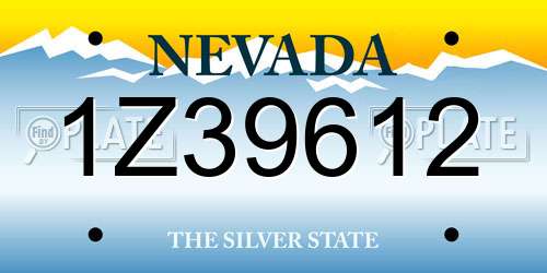 1Z39612 Nevada License Plate