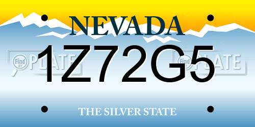 1Z72G5 Nevada License Plate