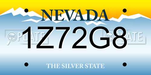 1Z72G8 Nevada License Plate