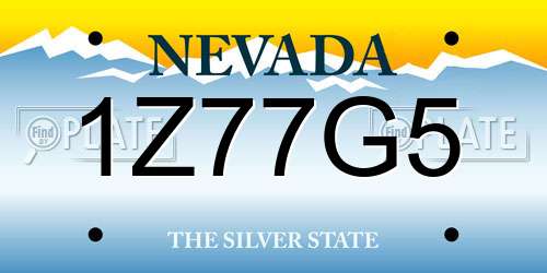 1Z77G5 Nevada License Plate