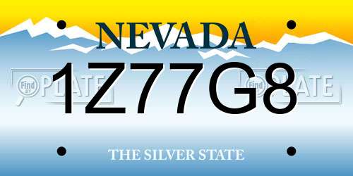 1Z77G8 Nevada License Plate