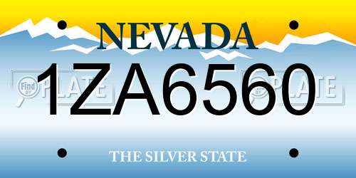 1ZA6560 Nevada License Plate