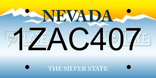 1ZAC407 Nevada License Plate