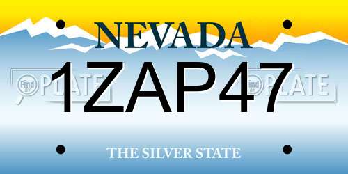 1ZAP47 Nevada License Plate