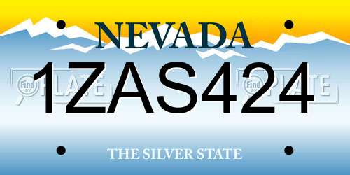 1ZAS424 Nevada License Plate