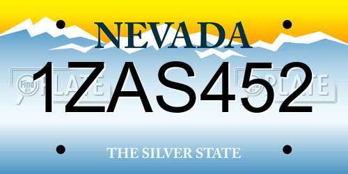 1ZAS452 Nevada License Plate