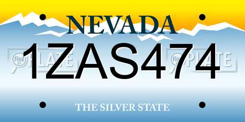 1ZAS474 Nevada License Plate