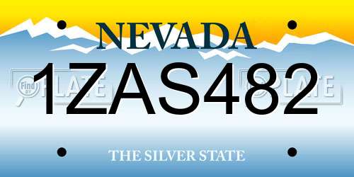 1ZAS482 Nevada License Plate